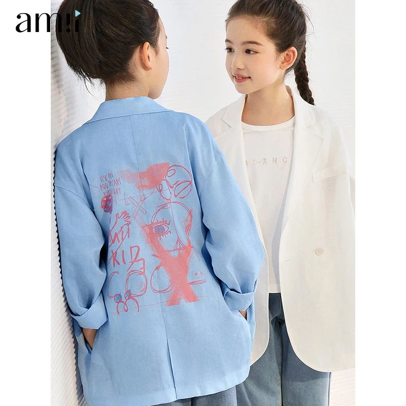 

Amii Kids Spring Blazers For Girls Elegant Long Jacket Teenagers Suit Comfortable Fashion Chidren Jackets 22240001