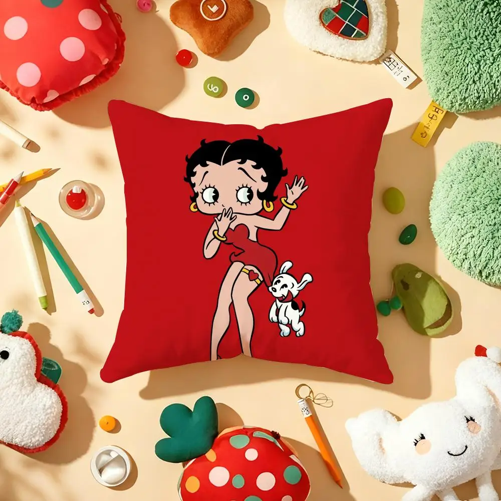 B-BeTTyS-CuTe-B-BoopS Kissenbezug, Plüschstoff, weich, doppelseitig bedruckt, Sofa, warm, Winter, Zuhause, Geschenk, Kissenbezug – Detail 10