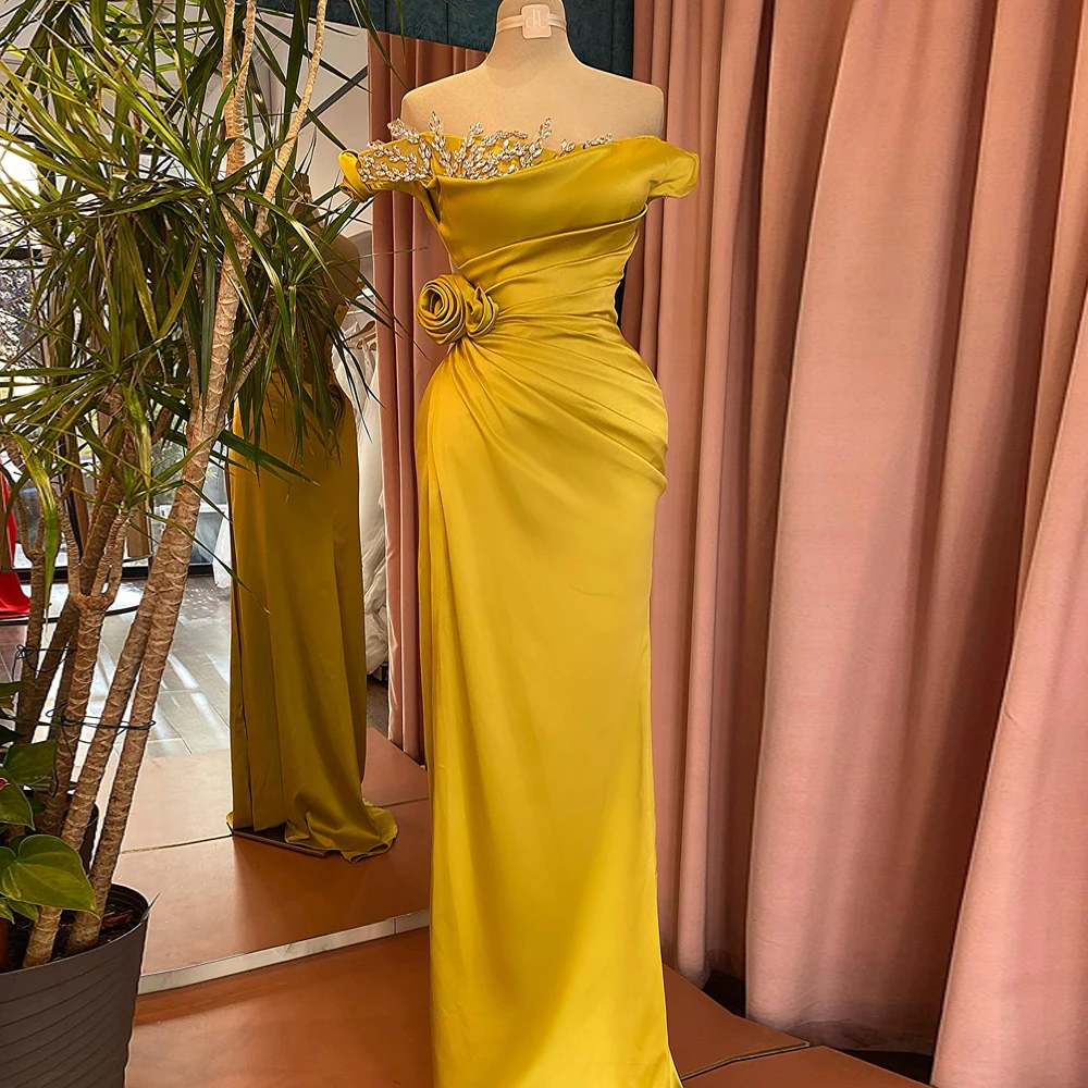 

Sexy Off the Shoulder Evening Dresses Sweetheart Neck Occasion Prom Gowns Beadings Flowers Pleat Floor Length 2024 فساتين السهرة