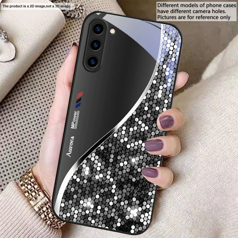 Sleek Silver Metal Curve Glass Phone Case