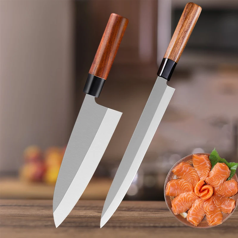 

Japanese Sashimi Knife Salmon Cooking Knife Kitchen Slicing Knife Stainless Steel Sushi Knife Fish Raw Knife