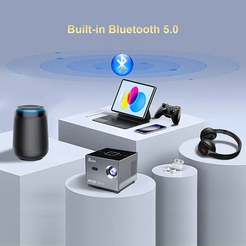 XNANO 300ANSI Projector 8K/4k WiFi 5G Voice Remote Portable Smart Movie Projector with LED Lighting BT5.0 Bulit-in More App 3