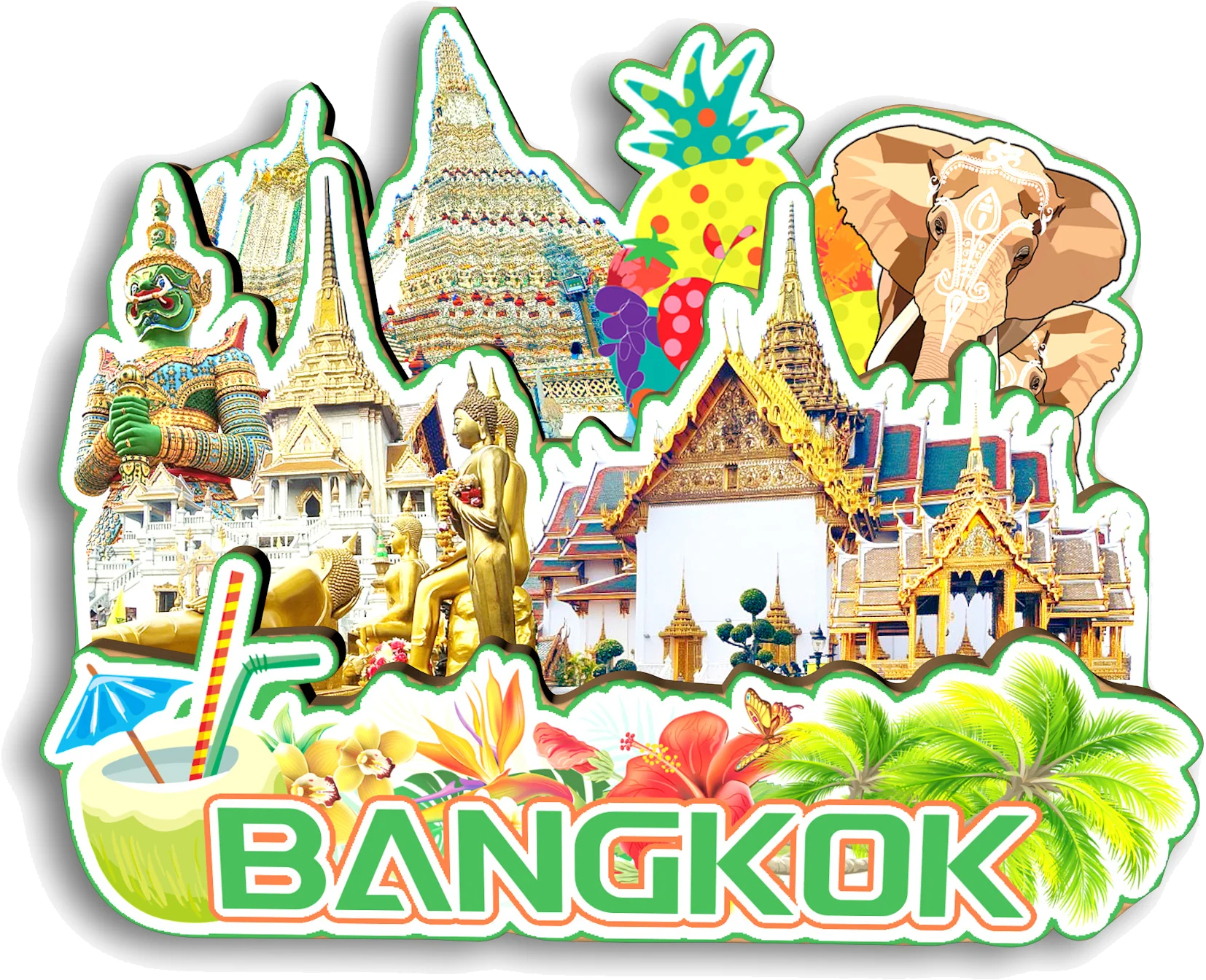 Bangkok Phuket Chiang Mai Krabi Pattaya Thailand Fridge Magnet Travel Souvenir Gift Handmade Decorative Refrigerator Sticker