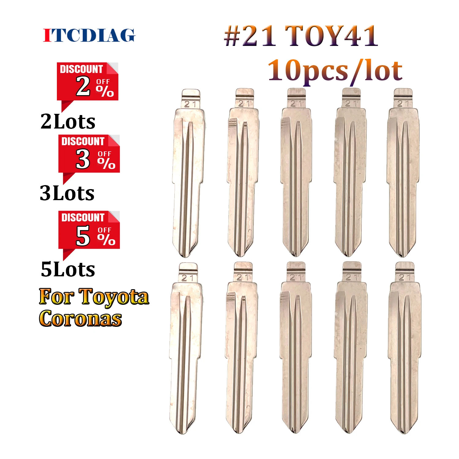 

10pcs/lot 21 #21 TOY41 Metal Blank Uncut Flip NO.21 KD VVDI Remote Key Blade For Toyota Corona Replacement Accessories