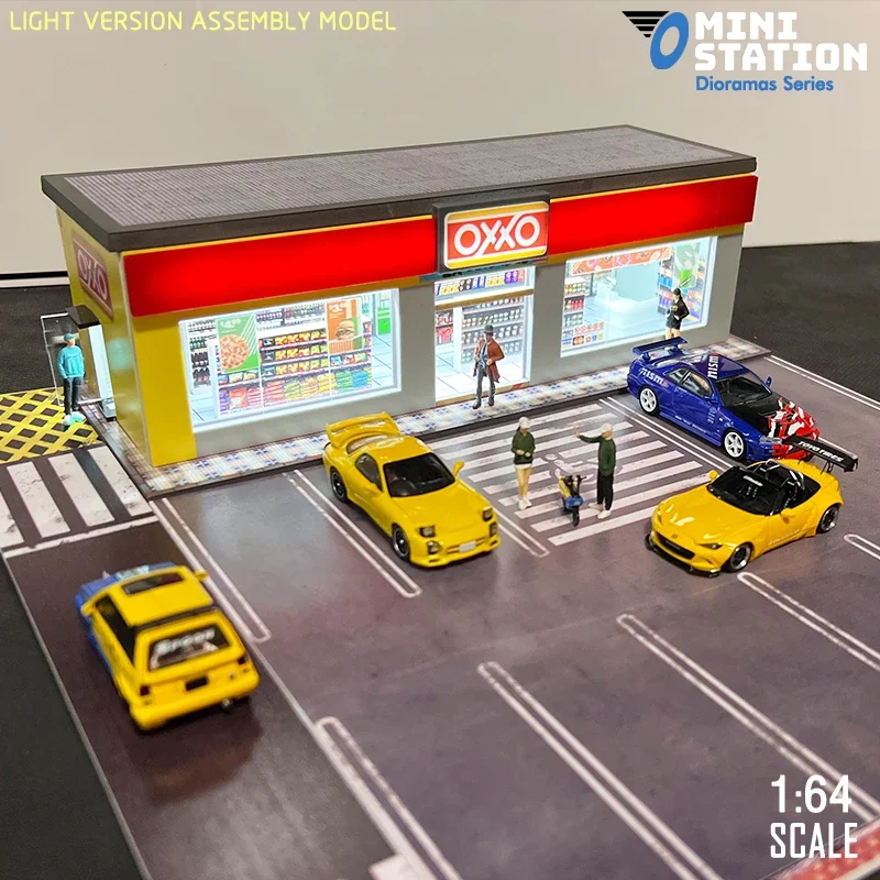 ☆ 1/64 Diorama Item 3D Printed L-shaped 2-storey Building Diorama With LED