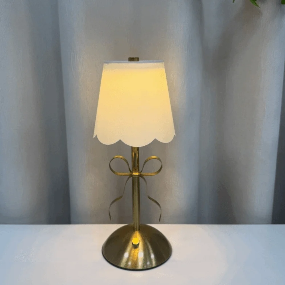 새로운 패브릭 쉐이드 보우낫 테이블 램프 충전식 보헤미안 장식 침실등 디밍 가..