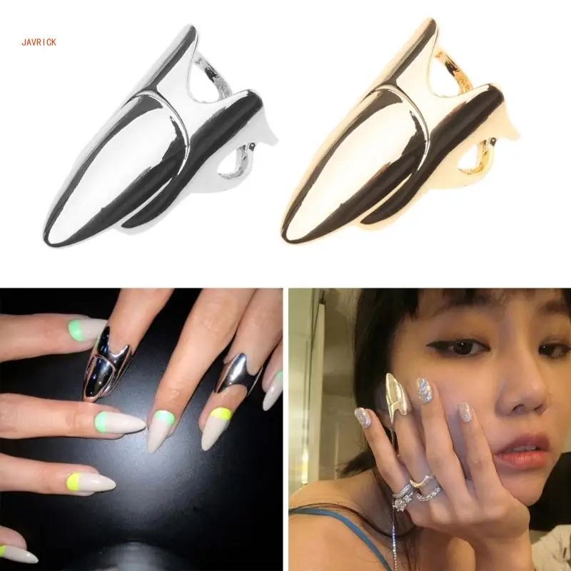 조정 가능한 손가락 끝 네일 링, 네일 아머 링, 여성 소녀 쥬얼리, 합금 소재 쥬얼리 선물