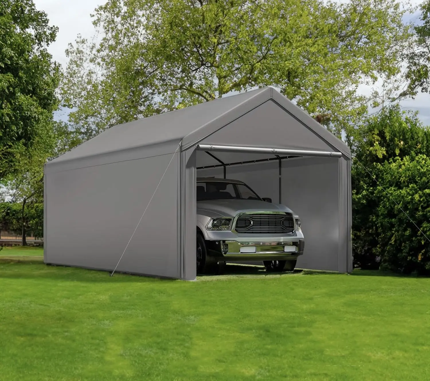 Outdoor Carport Heavy Duty Canopy Storage ShedPortable Garage Party TentPortable Garage with Removable Sidewalls & Doors