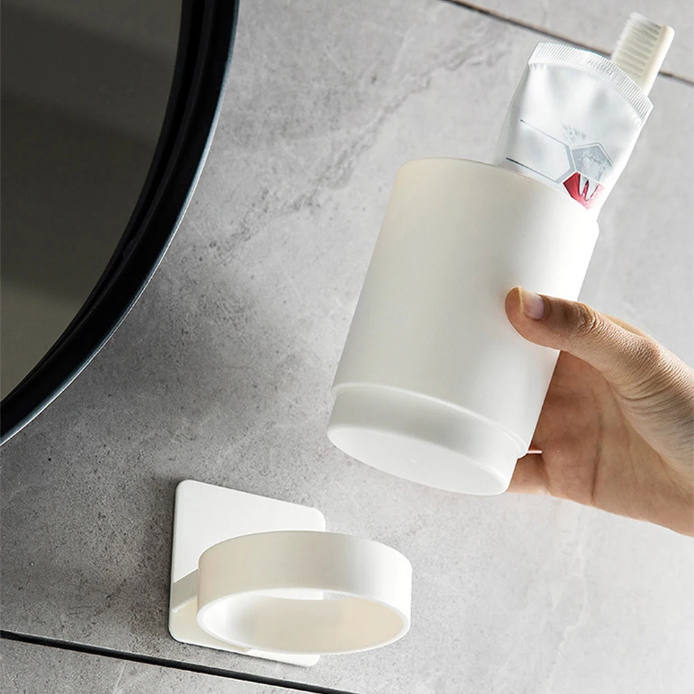 Bathroom No Drilling Durable Toothbrush Holder Multifunction Easy Install Storage Tooth Mug Solid Bedroom Kitchen Wall Mounted cup storage holder toothbrush cup bathroom organizer