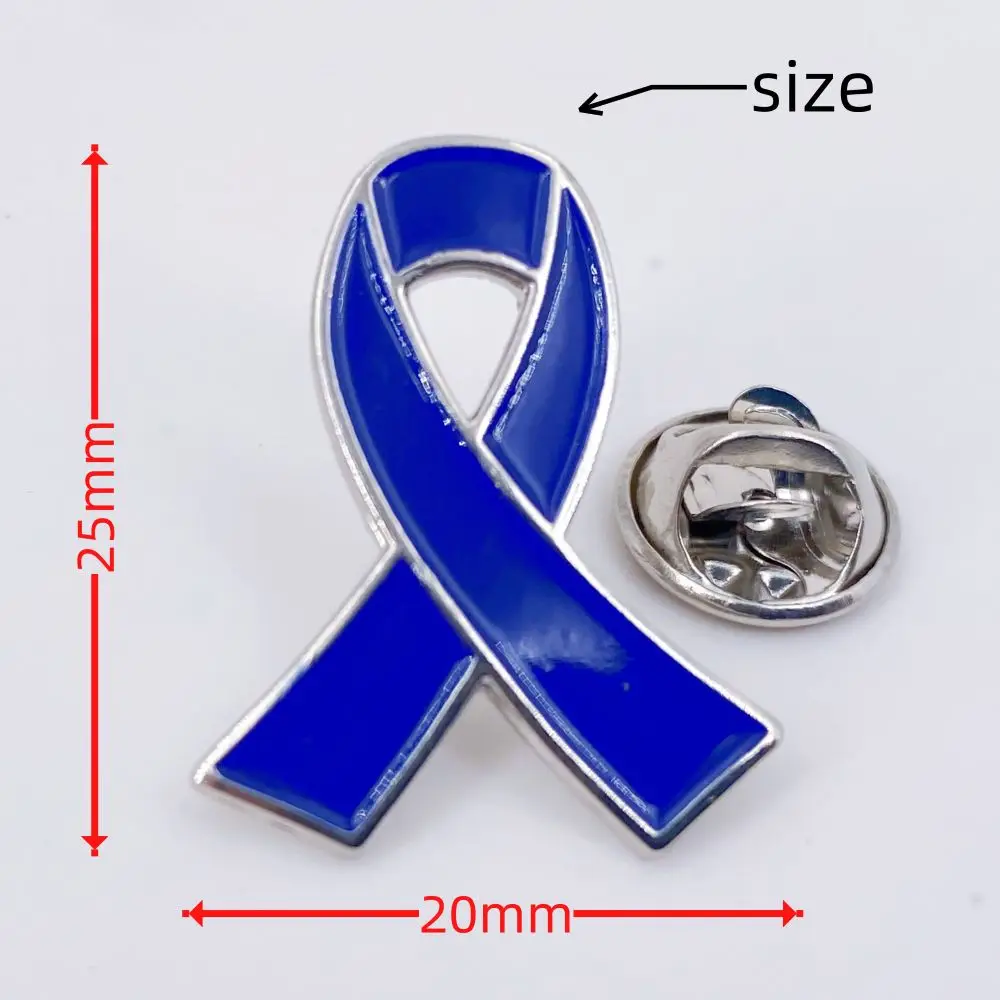 Dark Blue Ribbon Colon Cancer Awareness Pins - Sterling Silver Plated, Pack Of 5, Fundraising & Support