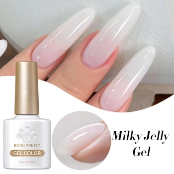 BORN PRETTY 10ml Smalto per unghie gel bianco gelatina lattea Semi permanente traslucido Soak Off UV LED Gel Vernice per manicure Nail Art