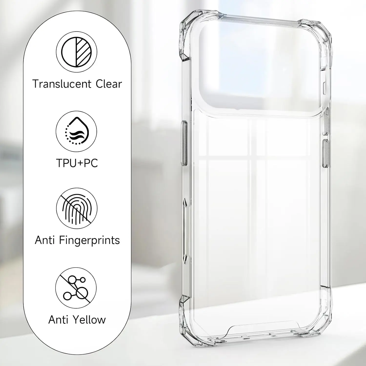Luxury Clear Crossbody Strap Case with Four-Corner Hook and Lanyard Neck Cord