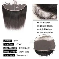 Extensions de cheveux naturels lisses avec Lace Closure, 4x4, 5x5, 6x6, 13x4, 13x6, Extensions frontales d'oreille à oreille 3