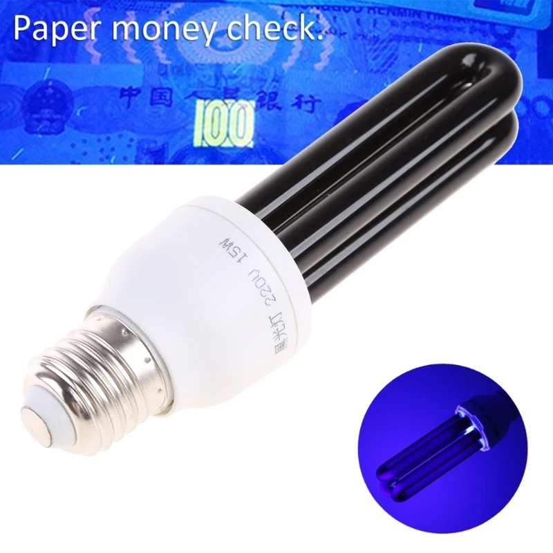220V 15W E27 Fluorescent Blacklight CFL Light Bulb Lamp Replacement