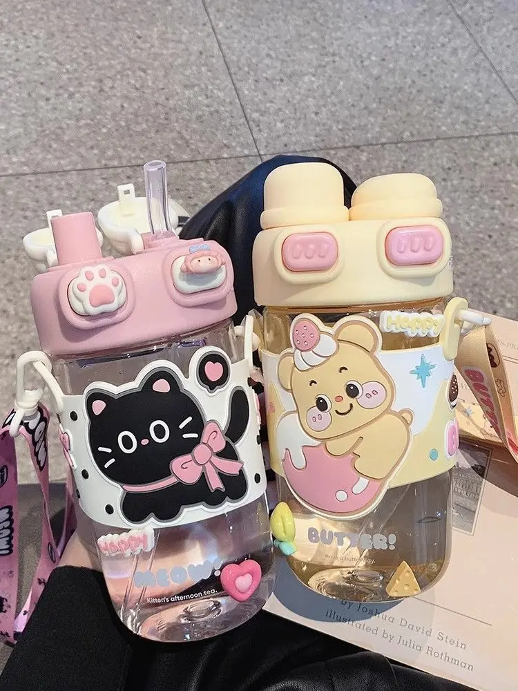 Cartoon Kawaii Kids Capybara Water Bottle for School