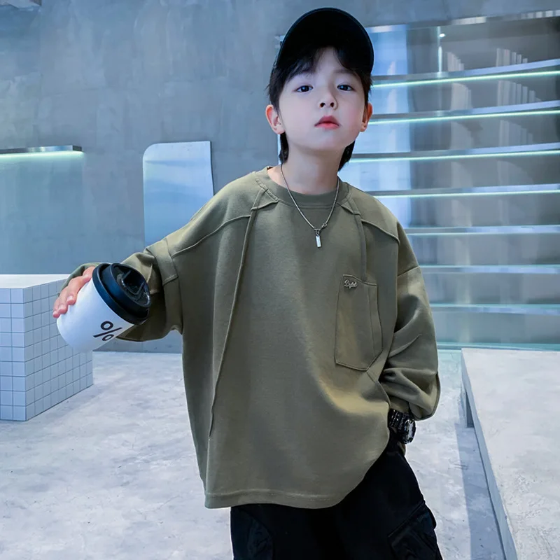 Sudaderas para niños adolescentes, jersey de algodón de manga larga, ropa coreana, sudaderas informales para primavera y otoño, 8, 10, 12 y 14 años