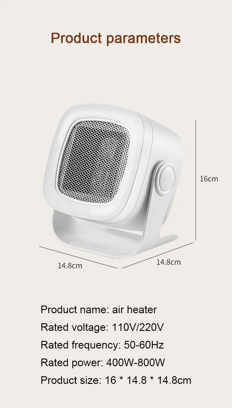 DMWD Electric Heater Mini Portable Desktop Heating Fan Adjustable Air Blower Winter Heating Warm For Home Office 110V/220V 6
