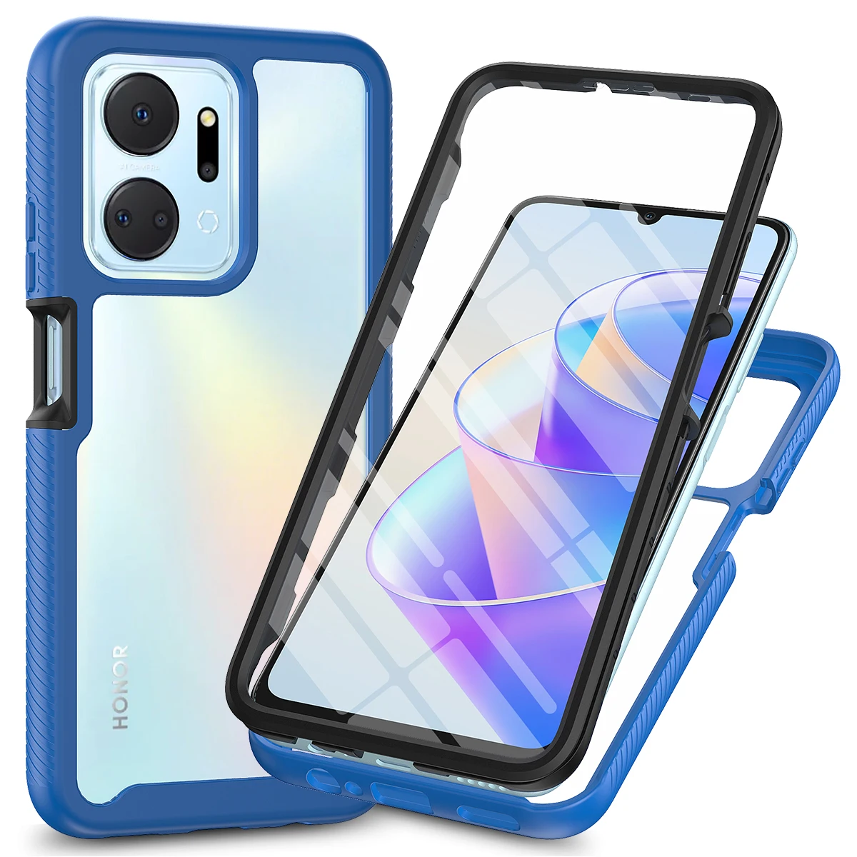 Shockproof Clear Phone Case with Built-in Screen Protector and Rugged TPU Bumper