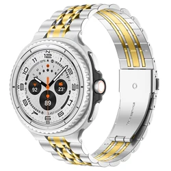 Premium Stainless Steel Metal Link Watch Strap - Classic Design Bracelet Band for Galaxy8 classic 46mm (Gold and silver)