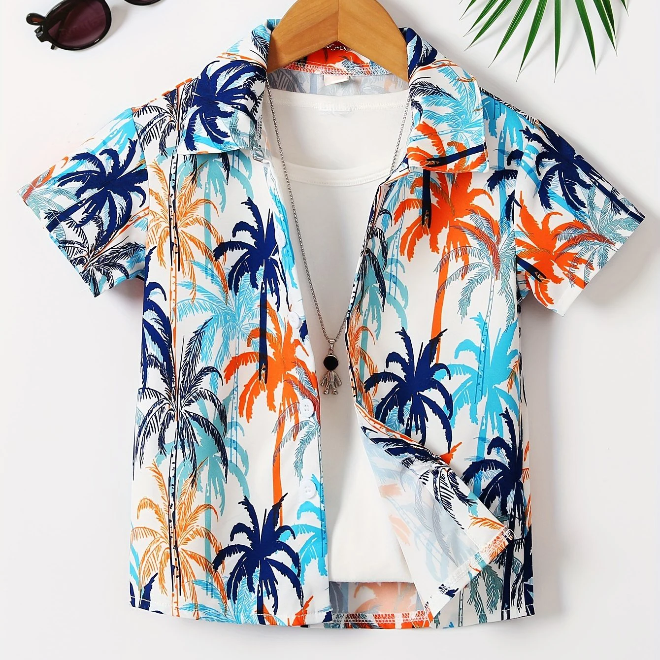 New Hawaiian Beach Camping Bus Print Boys Novel Casual Short Sleeve Lapel Shirt Children Tops Clothes Fashion Children's Blouse