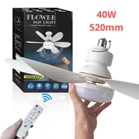 LED 40W Socket Ceiling Fan with Light, 20.5in Screw Ceiling Fans with Lights with Remote, For Bedroom/Garage/Kitchen 1