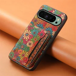 Floral Leather Magnetic Wallet Phone Case with Card Holder Back Cover - Pixel 6 (Spring)