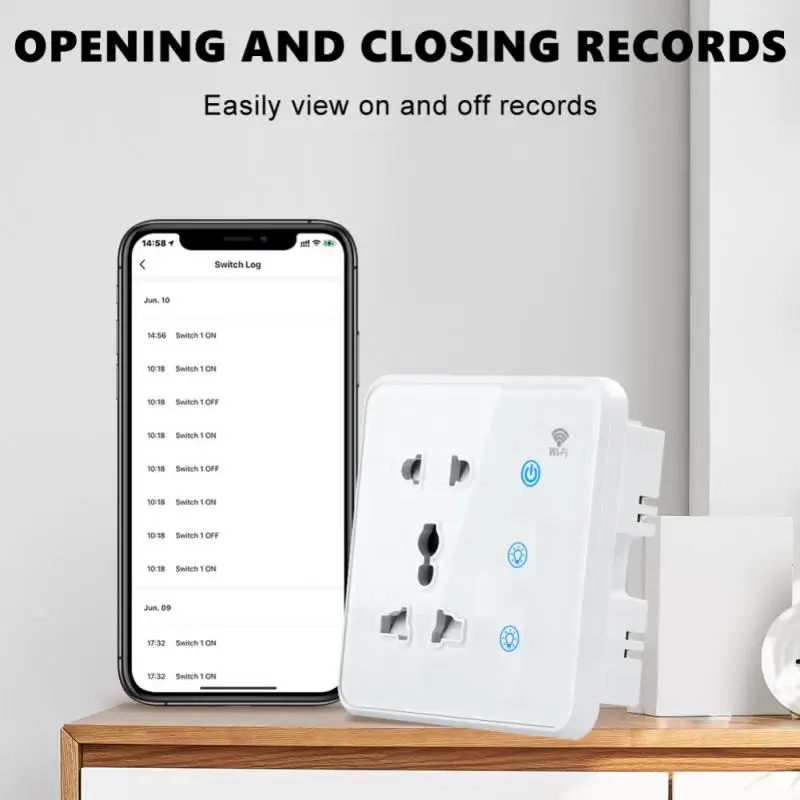 CORUI WIFI Tuya Smart Wall Socket Smart Home 2gang Lamp Touch Switch For US/UK/EU Plug Work With Smart Life Alexa Go