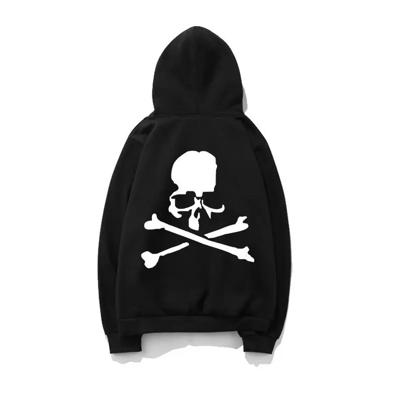 Skull Sweatshirts for Men Harajuku Fashion Korean Style Aesthetic Welcome Deal Y2k Vintage Tops Simple Man Hoodies Reflective