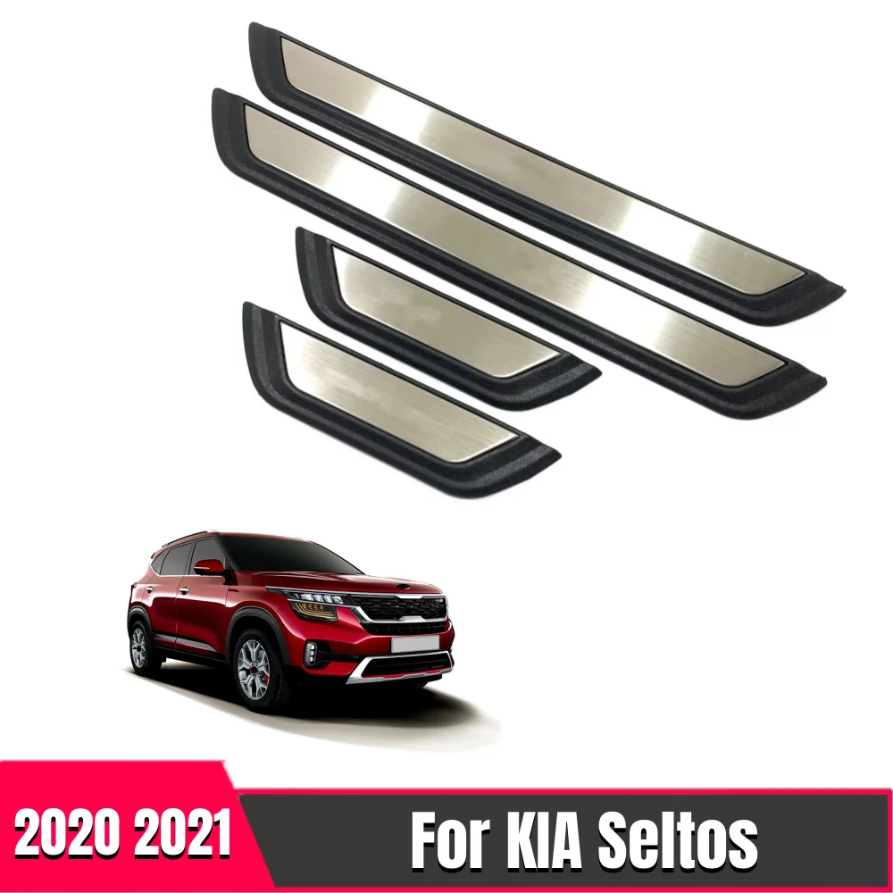 

Stainless Car Door Sill Scuff Plate Protector Pedal Auto Threshold Guard Cover Trim Sticker Styling For Kia Seltos 2020 2021