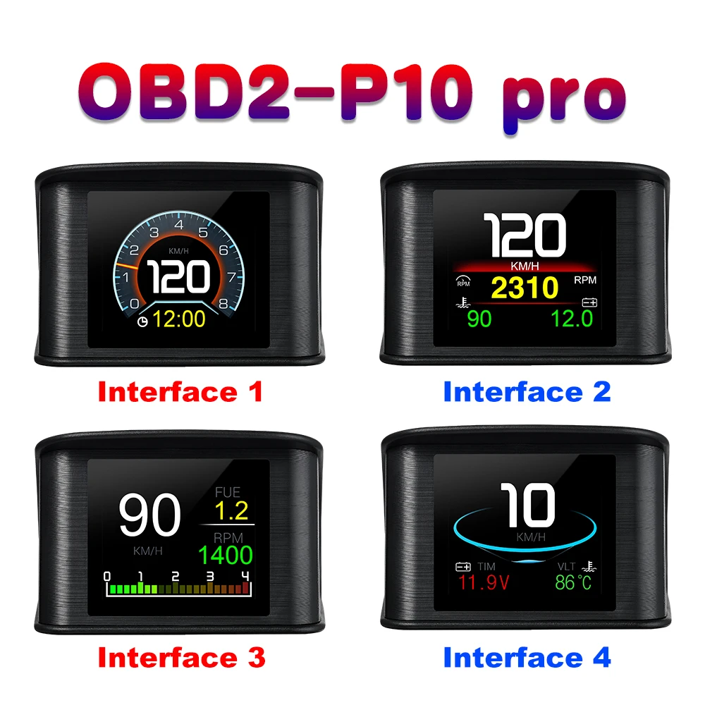 OBD2 P10 Pro HUD Car Head up Display On Board Computer Digital Speedometer Water