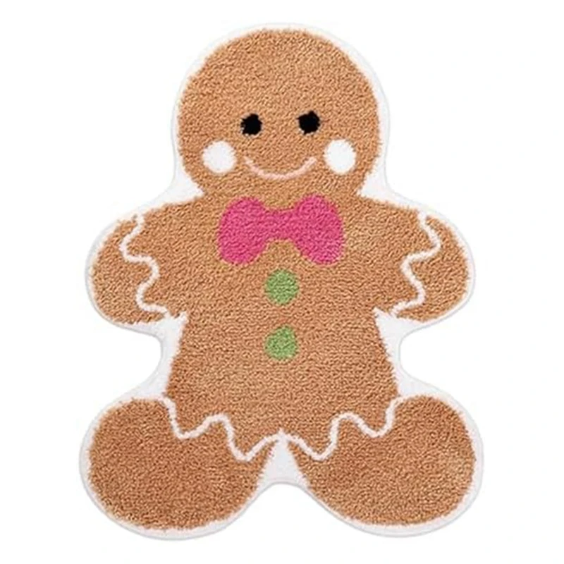 

HLZS-Gingerbread Bath Rugs Christmas Rug Cute Gingerbread Christmas Bathroom Rugs Fun Gingerbread Rug Christmas Bath Mat