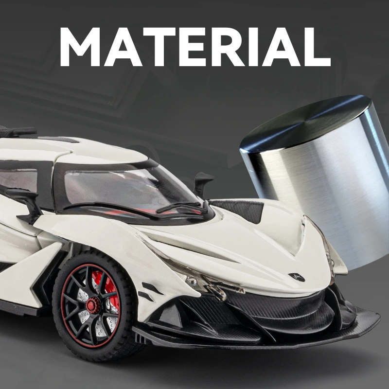 Simulation 1/24 Apollo IE Supercar Model With Sound Light Toy Vehicle Children Boy Birthday Gift Collection Miniature Voiture 5