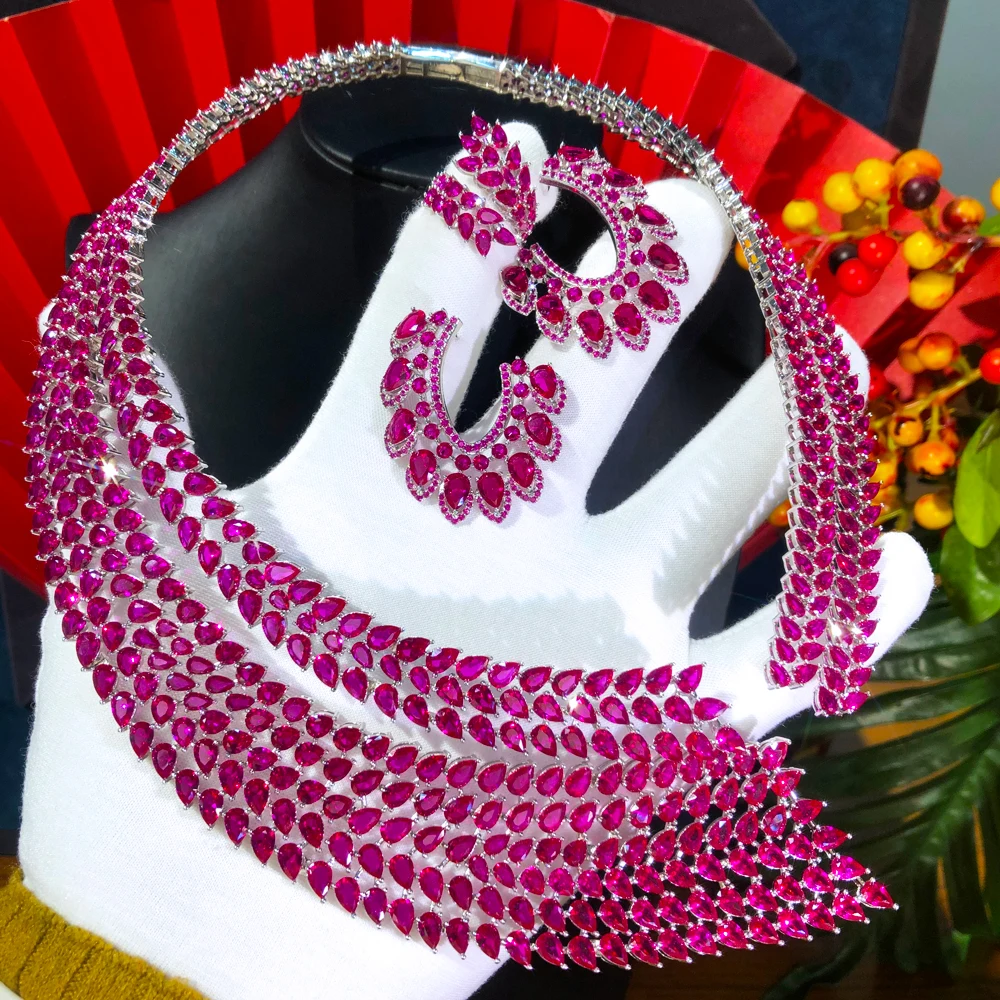 GODKI Famous Brand Luxury African/Indian Jewelry Sets For Women Wedding Party Zircon Crystal Dubai Bridal Jewelry Set Gift