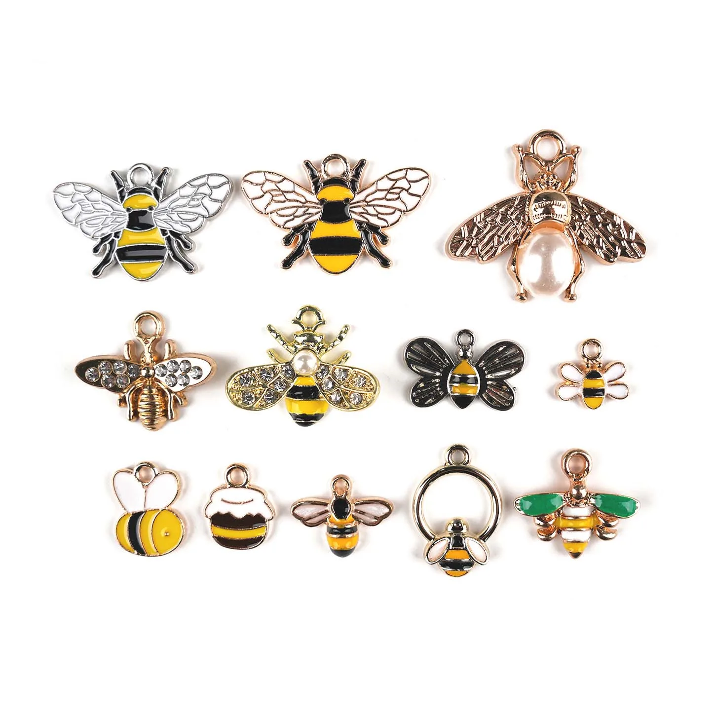 

10pcs/Set Enamel Honey Jar Bee Shaped Charms Pendants for DIY Necklace Bracelet Earrings Jewelry Making Handmade