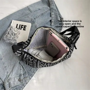 حقيبة كروس قماشية عصرية متعددة الألوان على الطراز العرقي، حقائب كتف واحدة متعددة الاستخدامات للنساء للتجميع اليومي 5