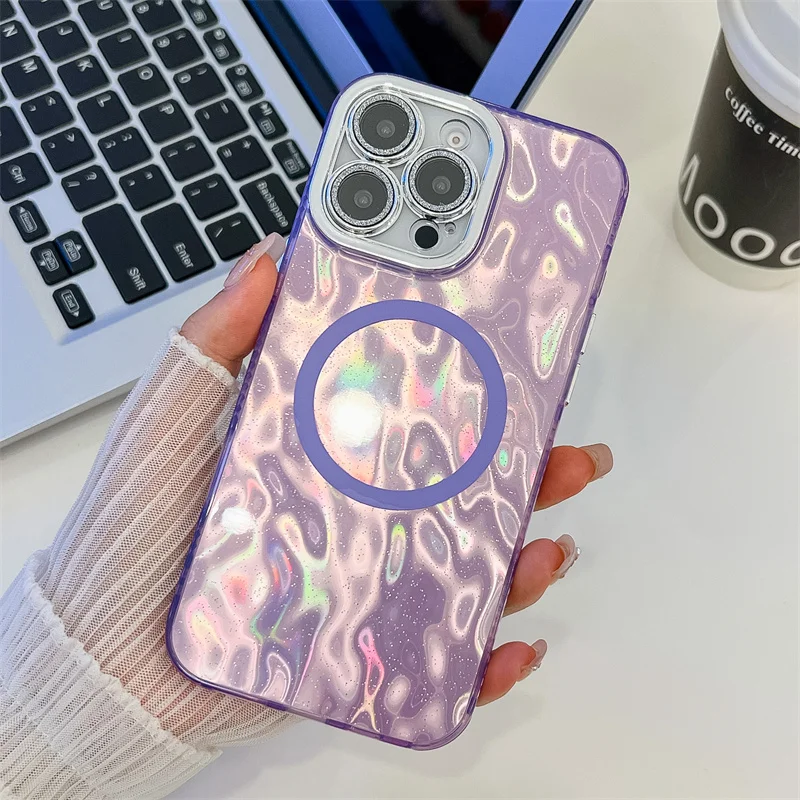 Magnetic Laser Glitter Phone Case For Iphone With Magsafe Support_voghion.com