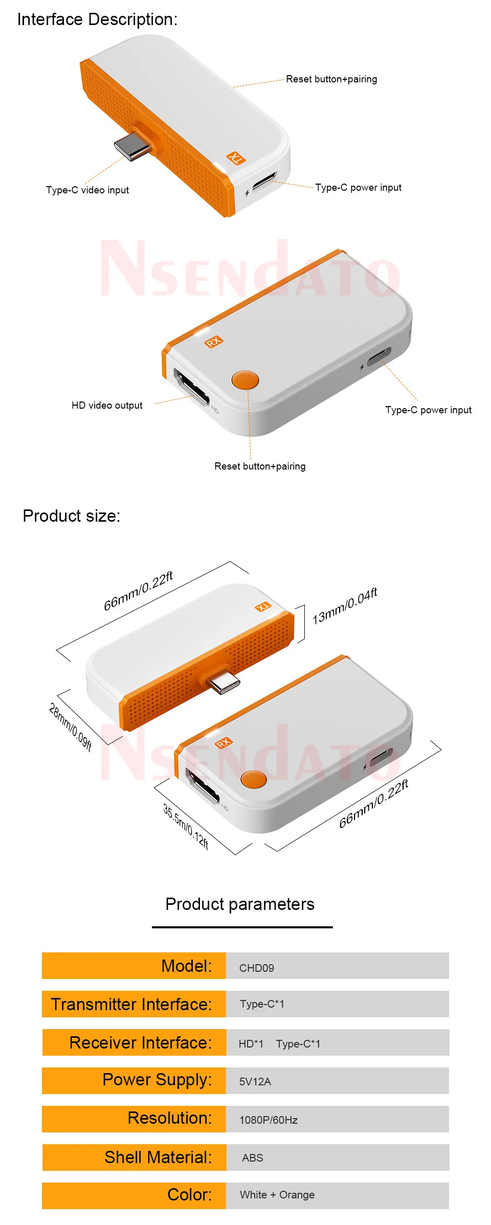 1080P 50M Wireless HDMI Extender HDMI USB C Video Transmitter Receiver Wifi Disp