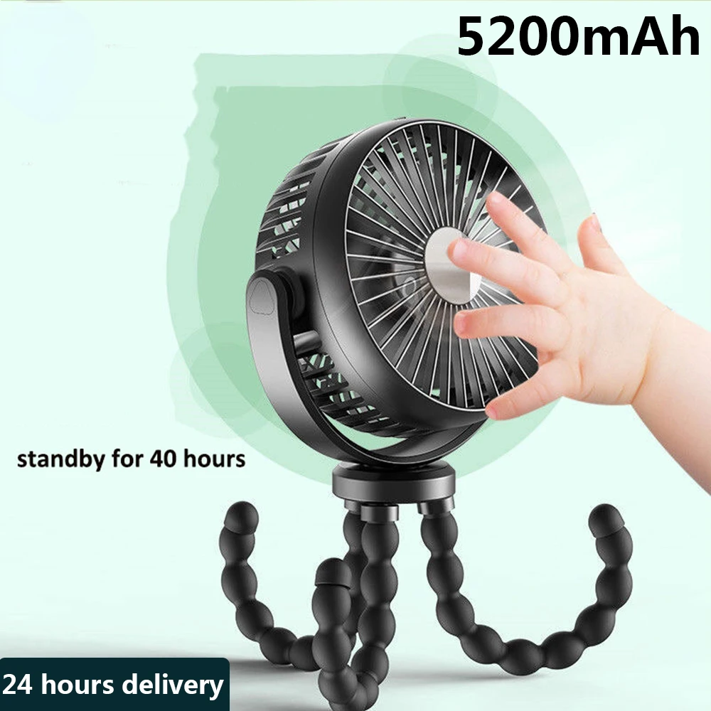 Portable Stroller Fan Hand Usb Electric Fan Powered Small Folding