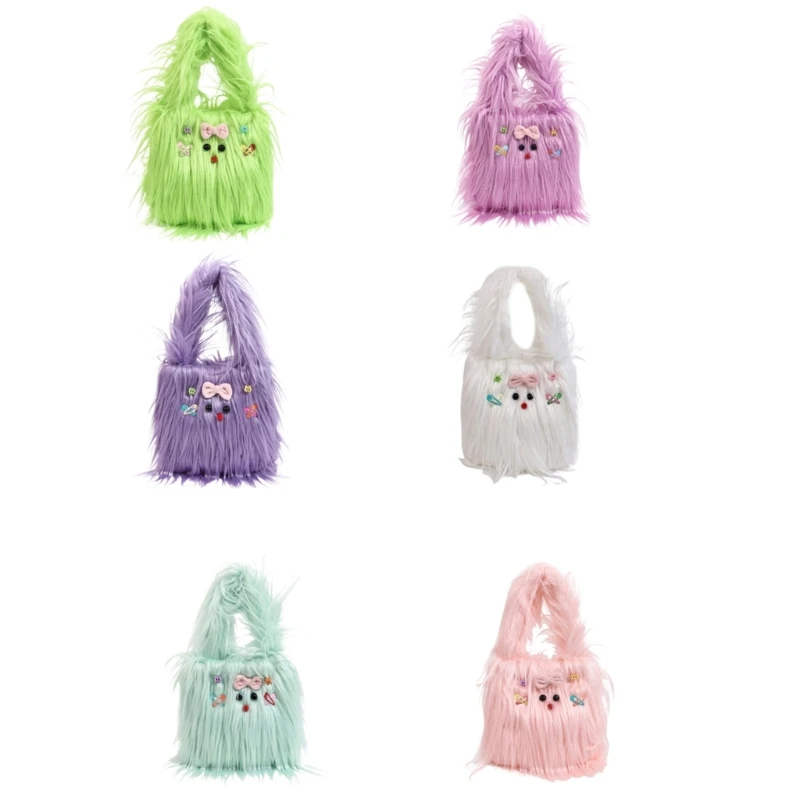

Tote Bag Large Capacity Handbag Cellphone Bag for Girl Women Student Versatile Plush Bag Solid Color Trendy Bag