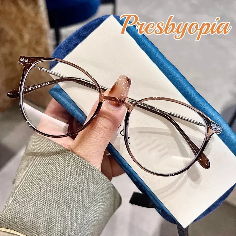 

Trendy Luxury Reading Glasses for Women Fashion Transparent Far Sight Eyewear Retro Blue Light Blocking Prescription Eyeglasses
