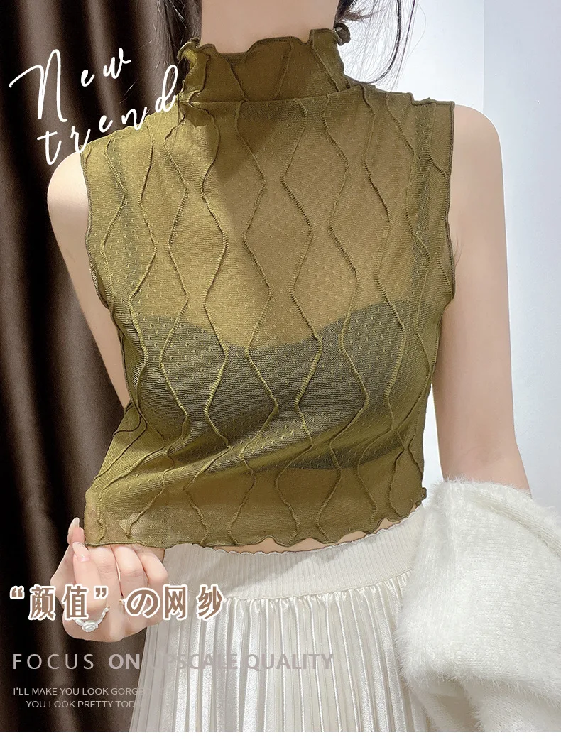 Women Sleeveless Mesh Vest Tops Y2K Lace Tank