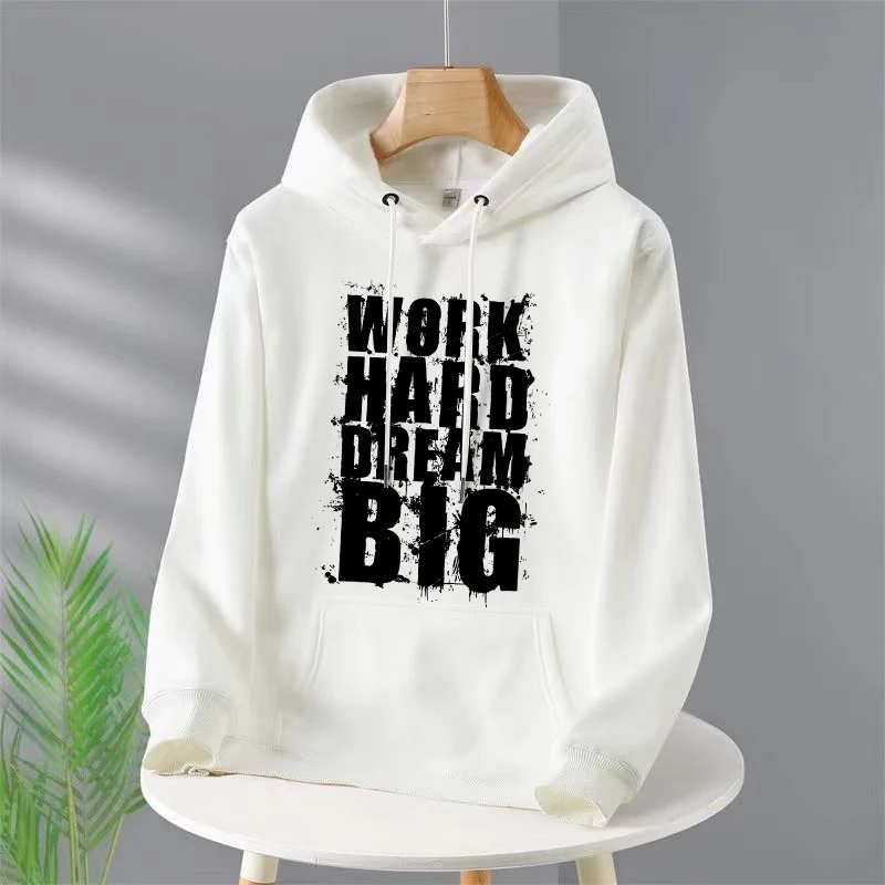 

Work Hard Dream Big Print Women Clothing Fashion Crewneck Hoody Creativity O-Neck Hoody Street Pocket Womens Hoodies