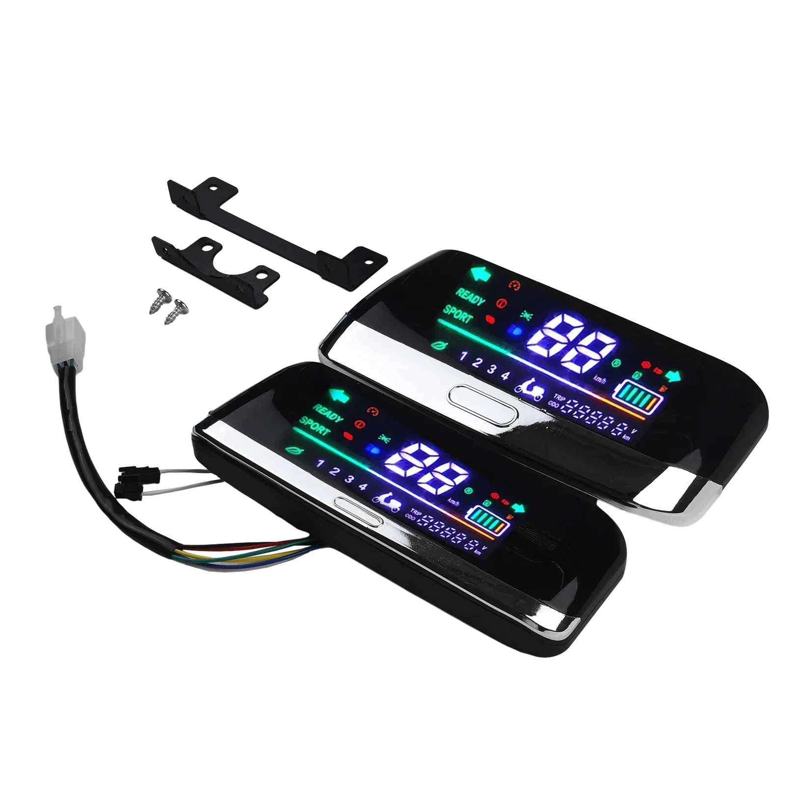전기 자전거 디스플레이 6핀 전기 스쿠터 와이드 LCD 디스플레이 오토바이 속도계 화면 48V-72V 미터 전기 자전거 교체 부품