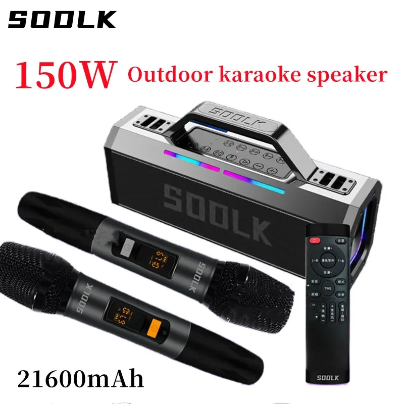 

21600mAh Karaoke 150W High-Power Bluetooth Speaker Stereo Surround Subwoofer Portable Home Theater Sound With Microphone BoomBox