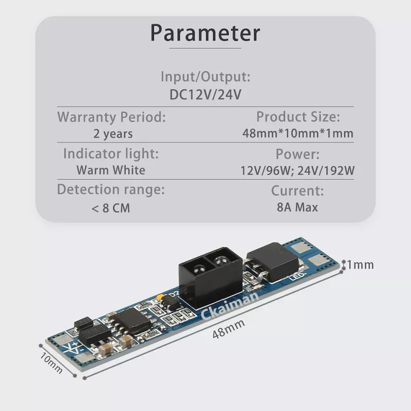 Módulo de escurecimento manual infravermelho do interruptor do sensor do não-contato da c.c. 12-24v 8a