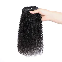 Extensions de cheveux afro bouclés à clipser 4B 4C, cheveux humains brésiliens Remy, extensions de cheveux afro pour femmes 5