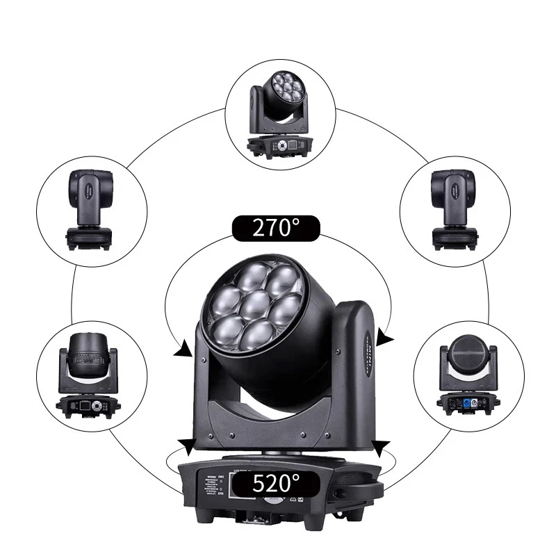 Mini 7x40W Full Colors RGBW 4in1 Bee Eye LED Moving Head Light DMX Stage Wash/Be