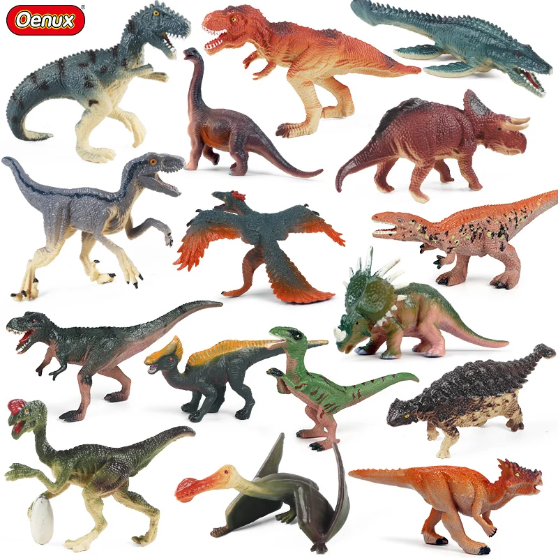 

Oenux 4 шт. набор маленьких Динозавров Юрского периода, экшн-фигурки T-Rex Mosasaurus Velociraptor Carnotaurus, животные, модель развивающая детская игрушка