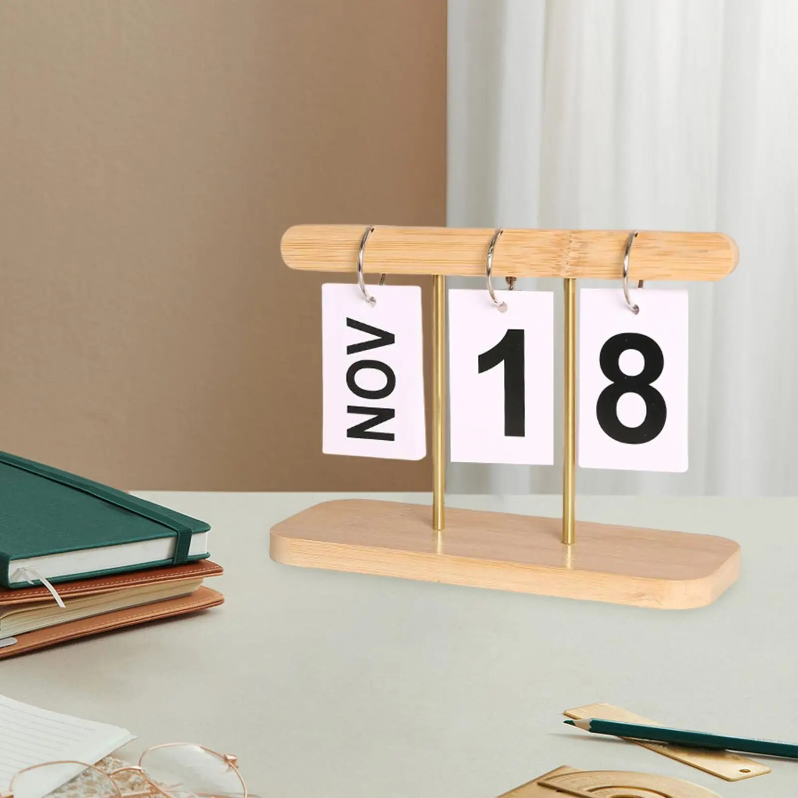 Free Standing Desk Calendar Wood Frame Perpetual Calendar Desktop Ornament