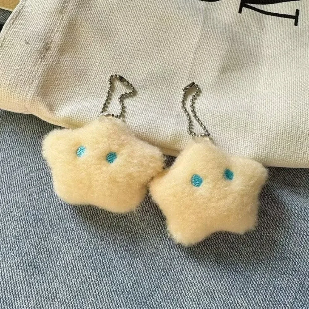 Kawaii Cute Moon Stars Fluffy Soft Star Key Chain Couple Keychain Bag Pendant Charms Bag Accessories